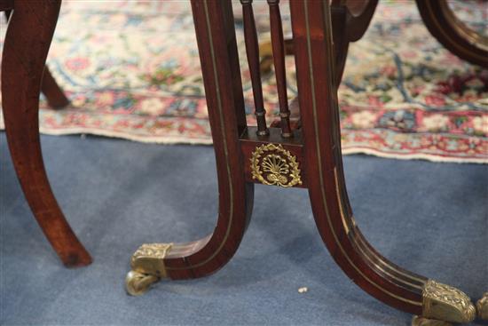 A pair of Regency brass inset rosewood card tables, W.2ft 11in. D.1ft 5.5in. H.2ft 5in.